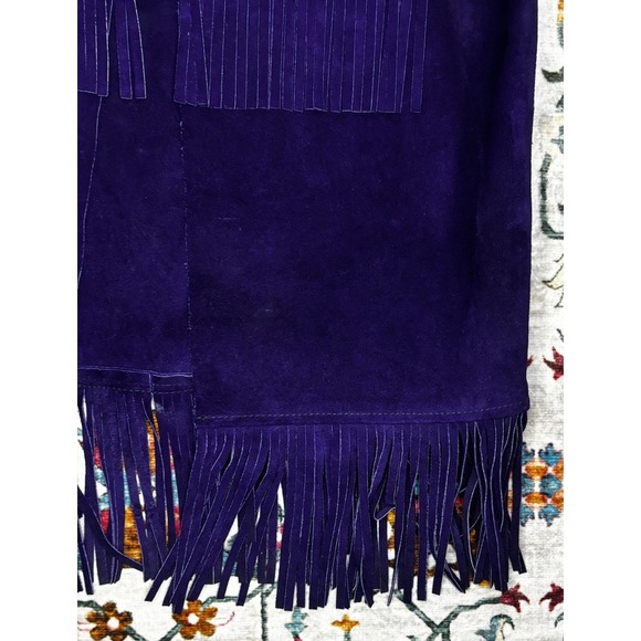 Vintage Purple Suede Fringe Vest Women Small  Western Boho Rodeo - Picture 4 of 11